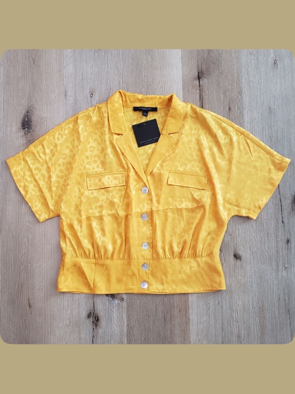 New Marc New York Girls' Yellow Satin Button-Up top Womens M